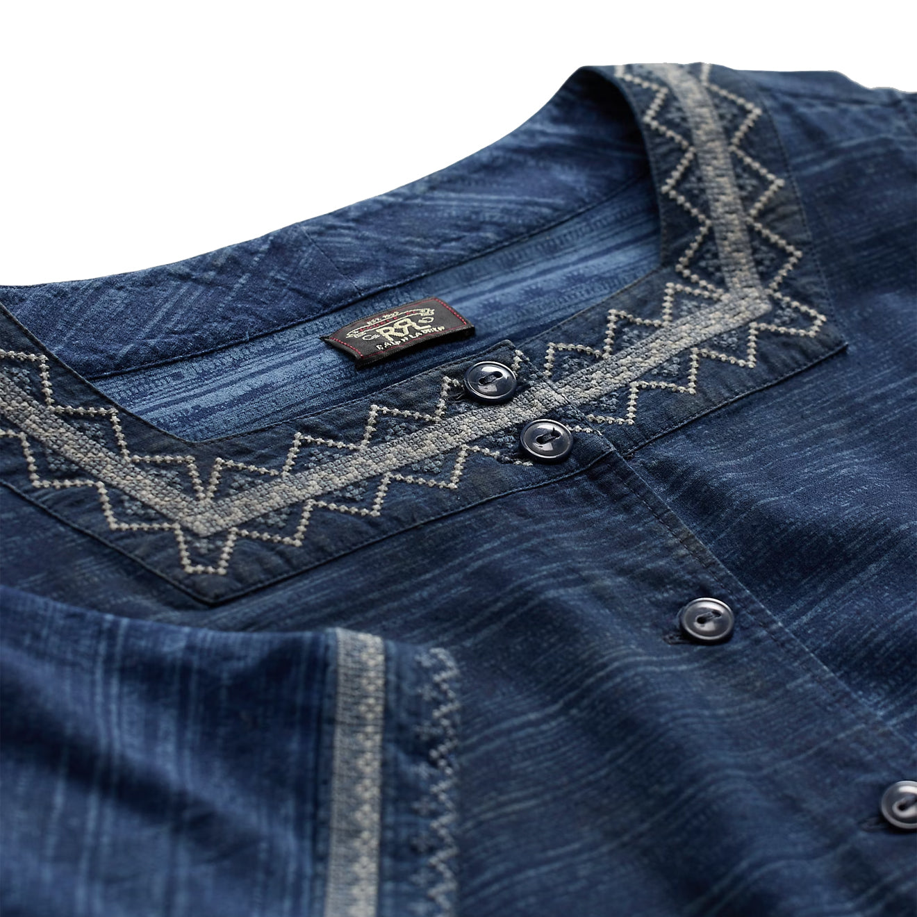 RRL By Ralph Lauren Womens Embroidered Indigo Cotton Dress Indigo / Multi