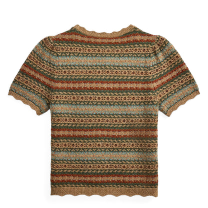 RRL By Ralph Lauren Womens Fair Isle Wool Jacquard Sweater Tan / Multi - The Sporting Lodge