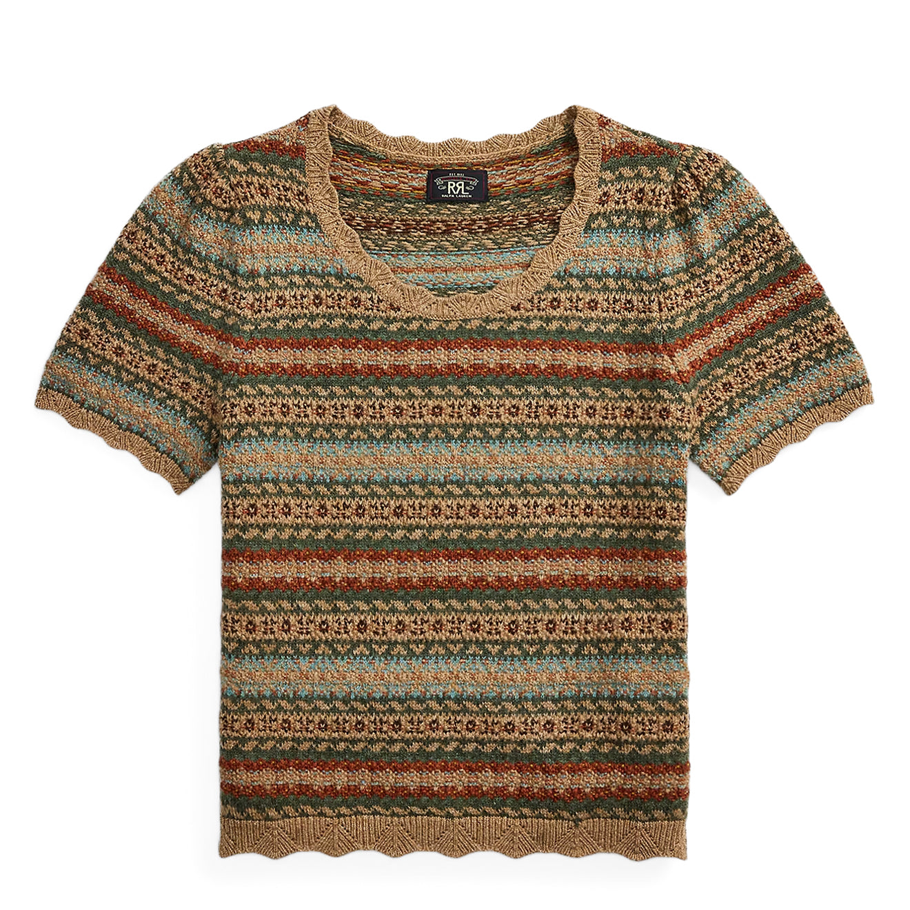 RRL By Ralph Lauren Womens Fair Isle Wool Jacquard Sweater Tan / Multi - The Sporting Lodge
