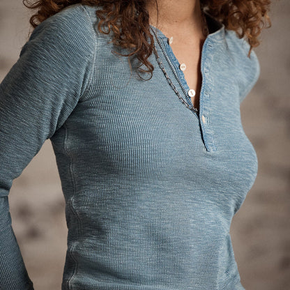 RRL By Ralph Lauren Womens Henley Long Sleeve Pullover Medium Indigo - The Sporting Lodge