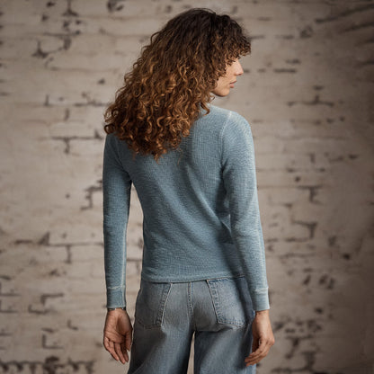 RRL By Ralph Lauren Womens Henley Long Sleeve Pullover Medium Indigo - The Sporting Lodge