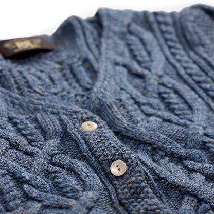 RRL By Ralph Lauren Womens Linen Blend Cable Knit Top Medium Blue - The Sporting Lodge