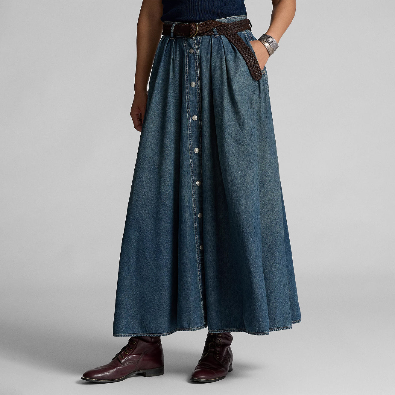 RRL By Ralph Lauren Womens Louisa Skirt Mid A Line Medium Indigo - The Sporting Lodge
