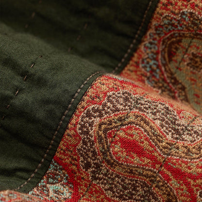 RRL By Ralph Lauren Womens Mixed-Panel Quilted Cotton-Linen Skirt Olive/Multi - The Sporting Lodge