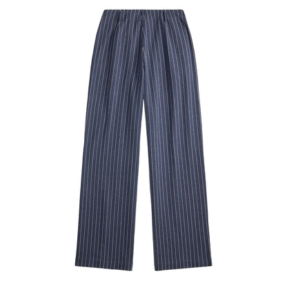 RRL By Ralph Lauren Womens Pinstripe Double-Knit Trouser Navy / White