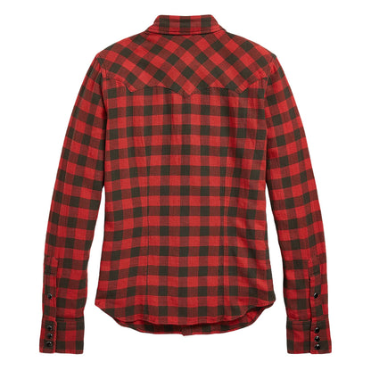 RRL By Ralph Lauren Womens Plaid Cotton-Linen Western Shirt RL-100 Red/Black - The Sporting Lodge