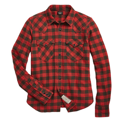RRL By Ralph Lauren Womens Plaid Cotton-Linen Western Shirt RL-100 Red/Black - The Sporting Lodge