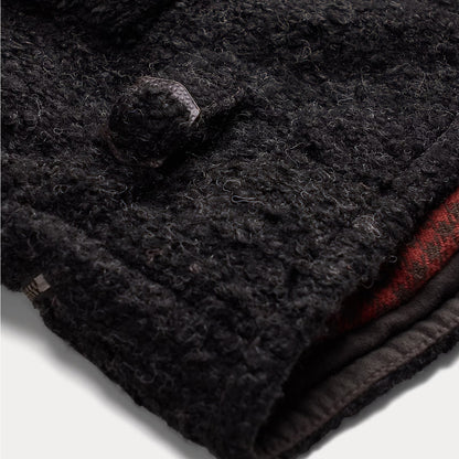 RRL By Ralph Lauren Womens Shearling-Panelled Boucle Jacket Charcoal / Black