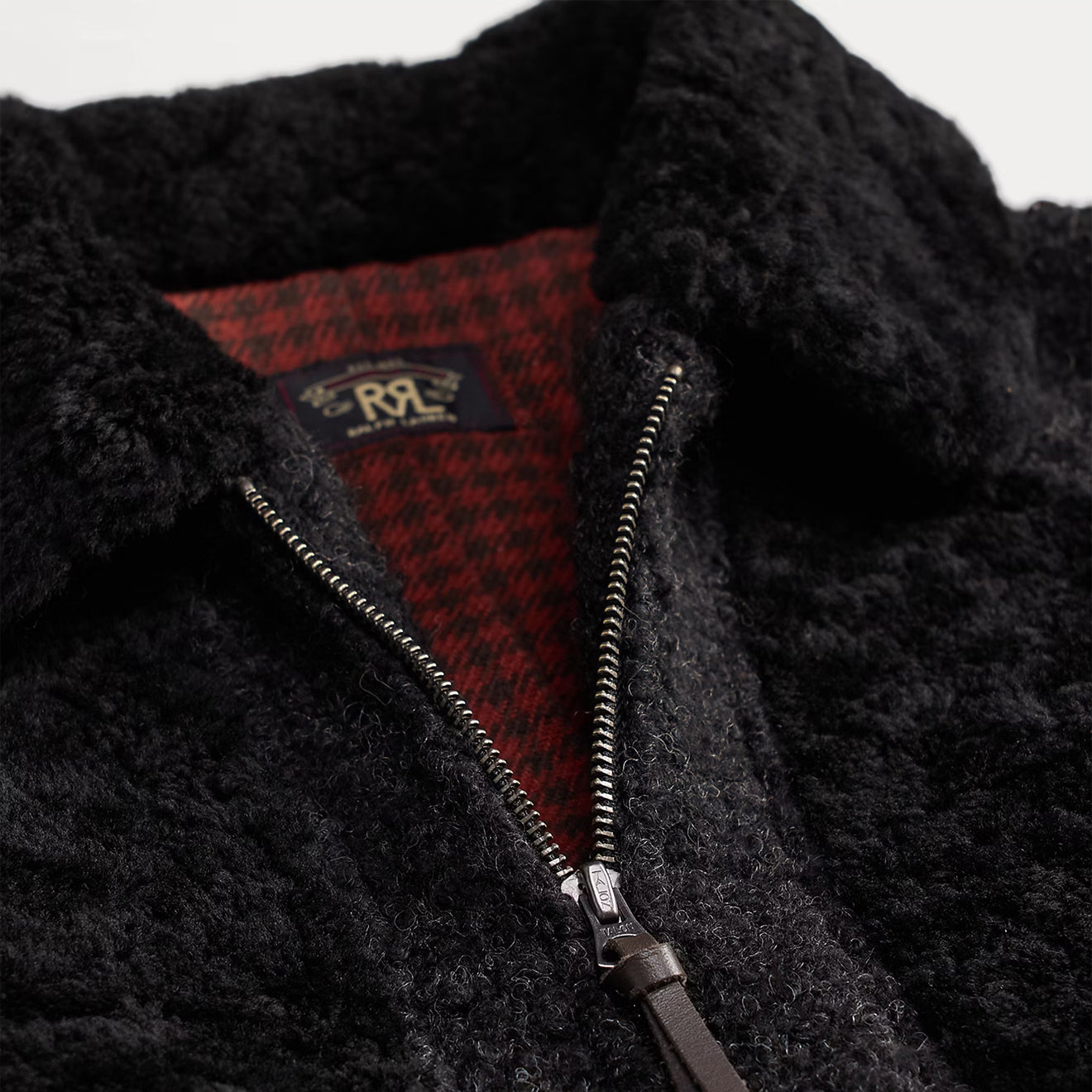 RRL By Ralph Lauren Womens Shearling-Panelled Boucle Jacket Charcoal / Black