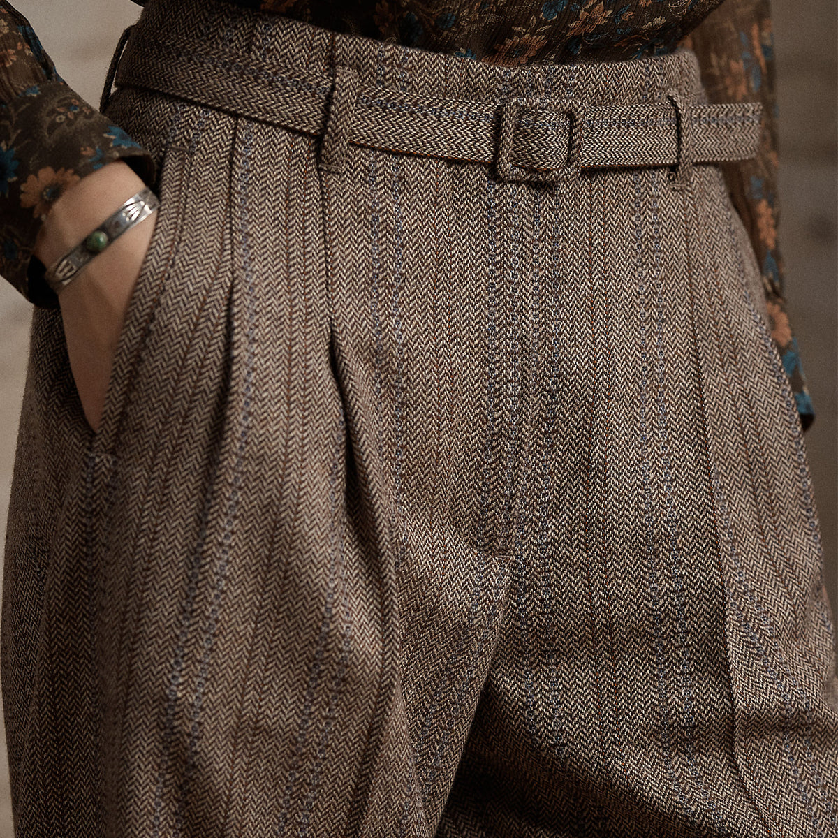 RRL By Ralph Lauren Womens Woven Wide Leg Pants Brown / Multi