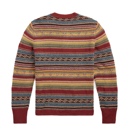 RRL By Ralph Lauren Wool Blend Henley Sweater Red Blue Multi