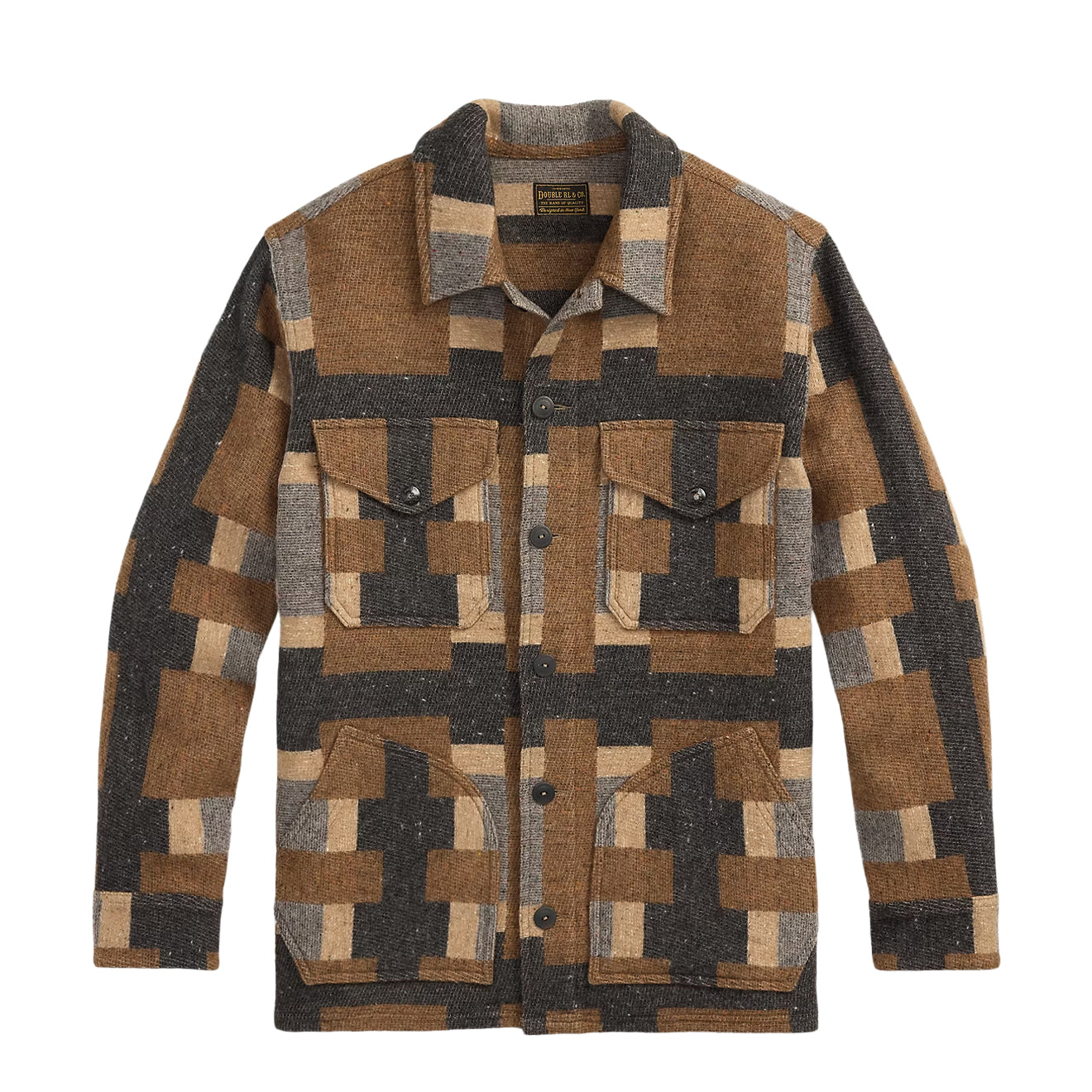 RRL By Ralph Lauren Wool Blend Jacquard Shirt Blue Multi