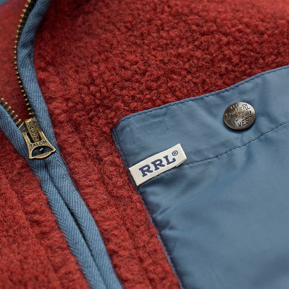 RRL By Ralph Lauren Wool Blend Pile Fleece Jacket Red Heather