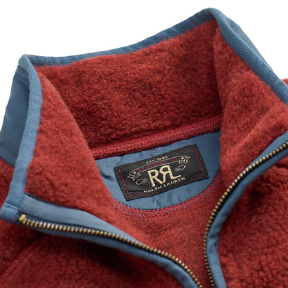 RRL By Ralph Lauren Wool Blend Pile Fleece Jacket Red Heather