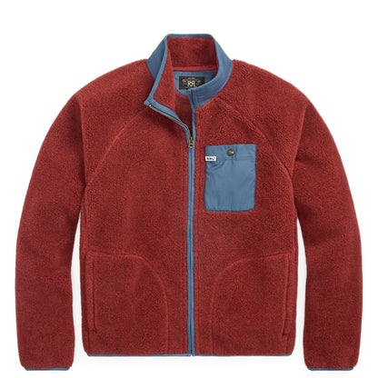 RRL By Ralph Lauren Wool Blend Pile Fleece Jacket Red Heather