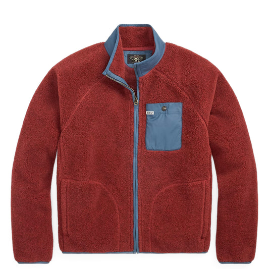 RRL By Ralph Lauren Wool Blend Pile Fleece Jacket Red Heather