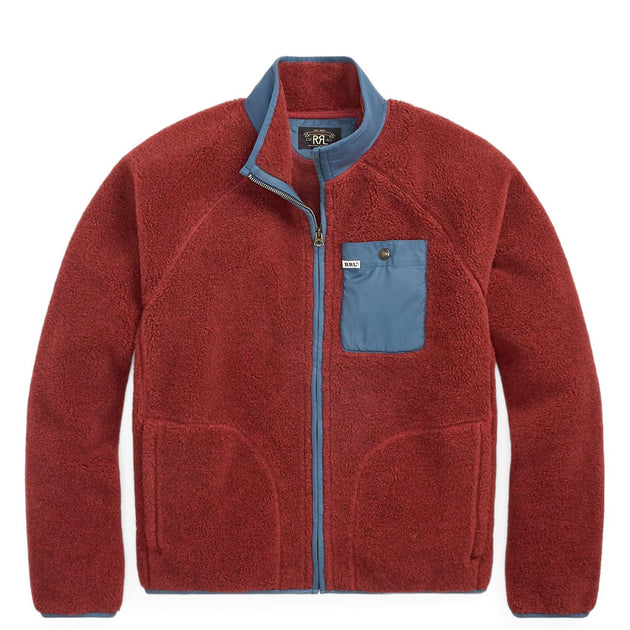 RRL By Ralph Lauren Wool Blend Pile Fleece Jacket Red Heather