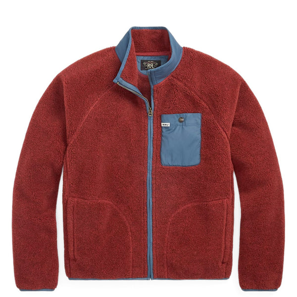 RRL By Ralph Lauren Wool Blend Pile Fleece Jacket Red Heather