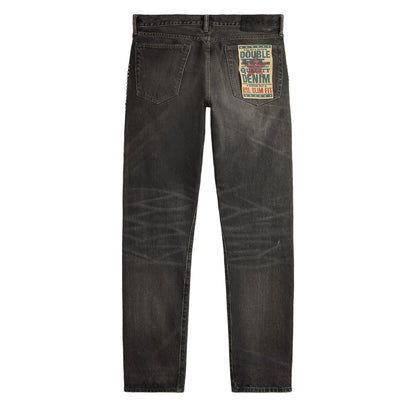 RRL By Ralph Lauren Woven Skinny Jeans Studded Distressed Black