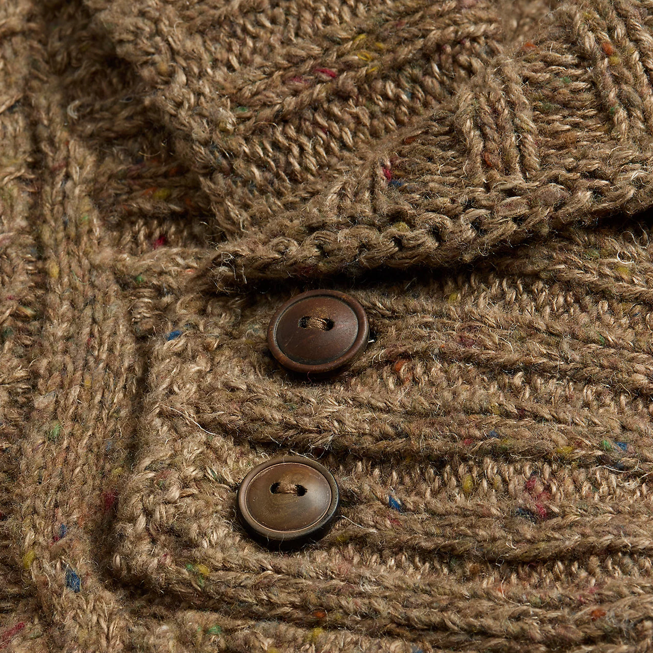 RRL by Ralph Lauren Aran-Knit Shawl-Collar Jumper Brown Heather - The Sporting Lodge