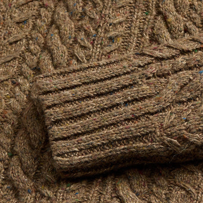 RRL by Ralph Lauren Aran-Knit Shawl-Collar Jumper Brown Heather - The Sporting Lodge