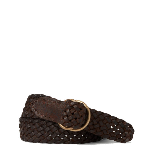 RRL by Ralph Lauren Braided Leather Belt Dark Brown - The Sporting Lodge