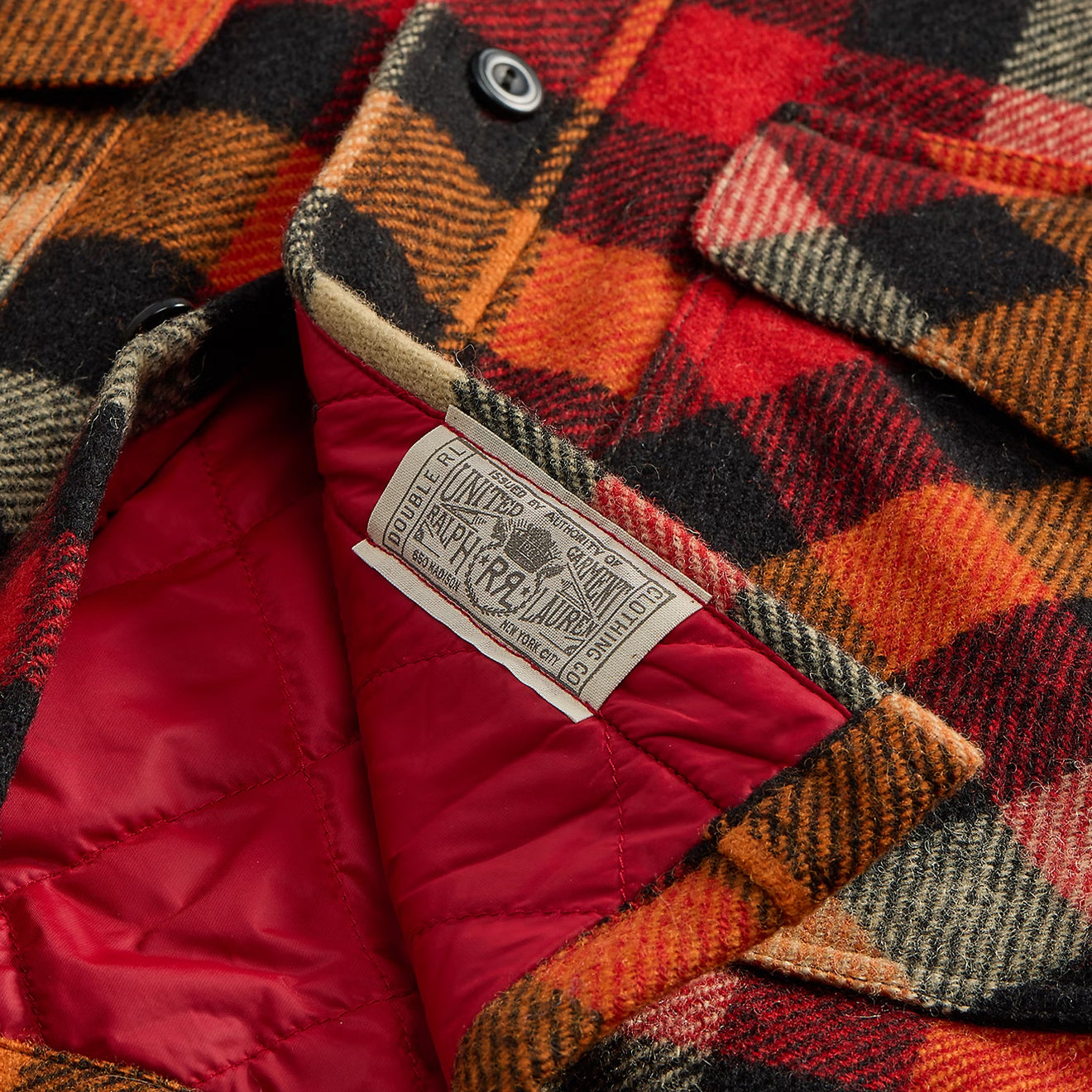 RRL by Ralph Lauren Checked Wool Overshirt Red / Orange Multi - The Sporting Lodge