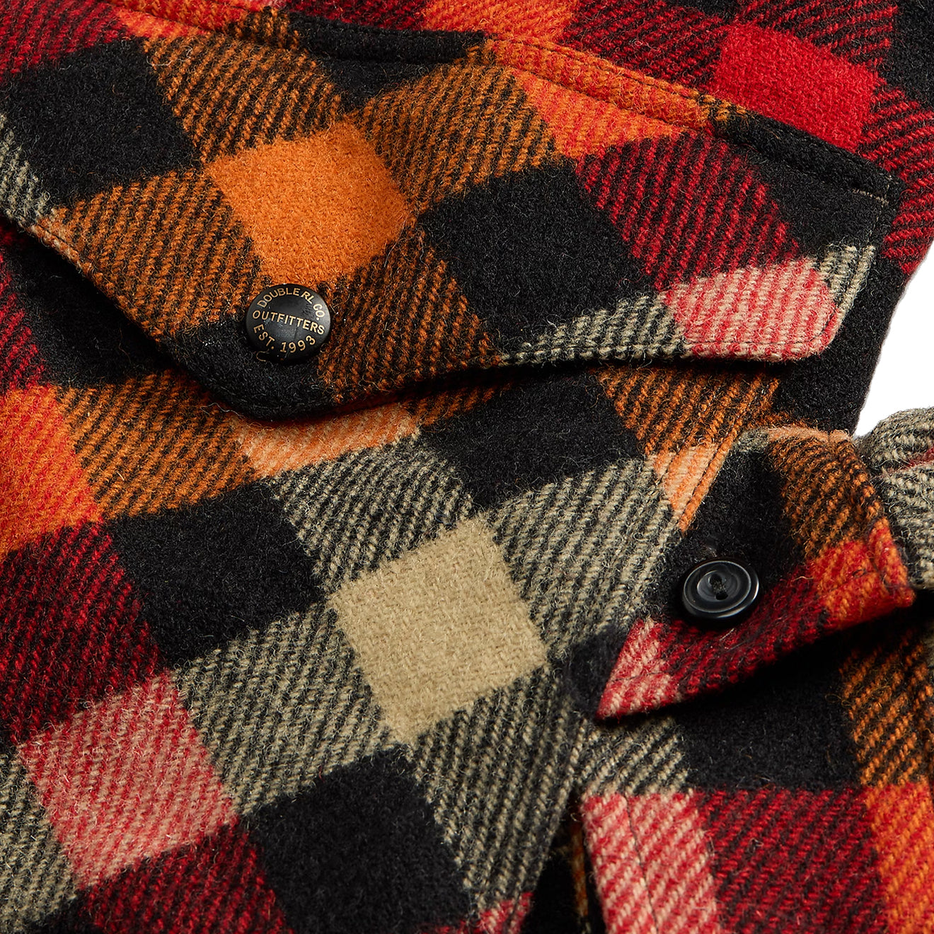 RRL by Ralph Lauren Checked Wool Overshirt Red / Orange Multi - The Sporting Lodge