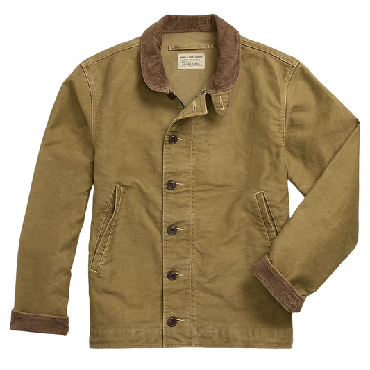 RRL by Ralph Lauren Corduroy-Collar Cotton Deck Jacket Khaki Drab - The Sporting Lodge