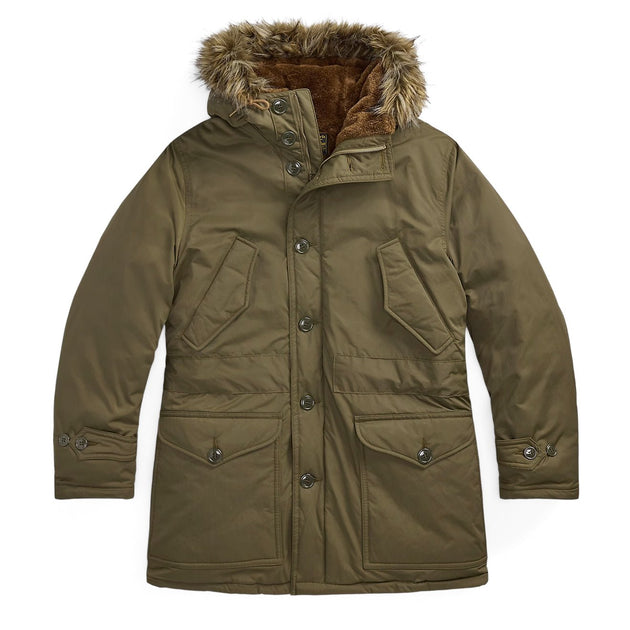 RRL by Ralph Lauren Faux-Fur-Trim Parka Vintage Olive – The 