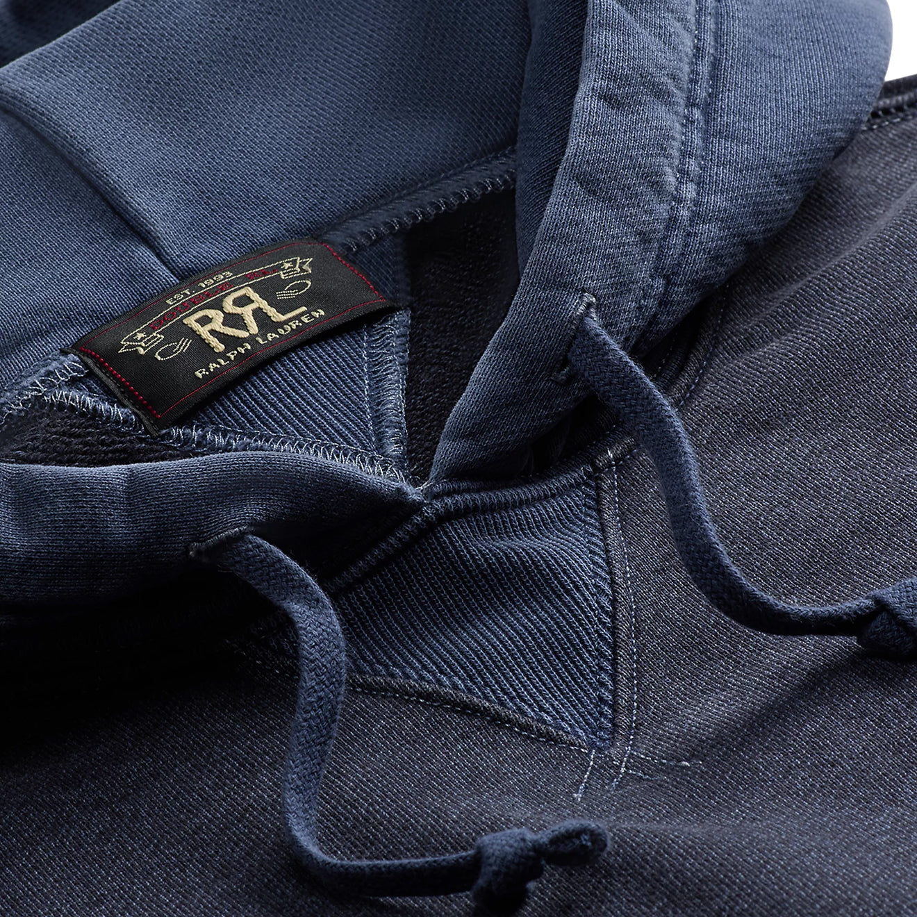 RRL by Ralph Lauren Garment-Dyed French Terry Hoodie Navy Multi - The Sporting Lodge