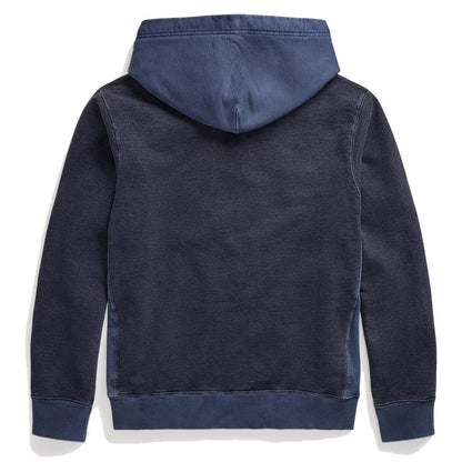 RRL by Ralph Lauren Garment-Dyed French Terry Hoodie Navy Multi - The Sporting Lodge