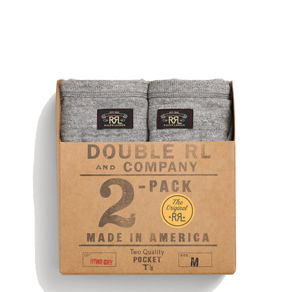RRL by Ralph Lauren Garment-Dyed Pocket T-Shirt Two-Pack Grey Heather - The Sporting Lodge
