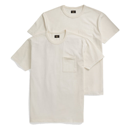 RRL by Ralph Lauren Garment-Dyed Pocket T-Shirt Two-Pack Warm White - The Sporting Lodge