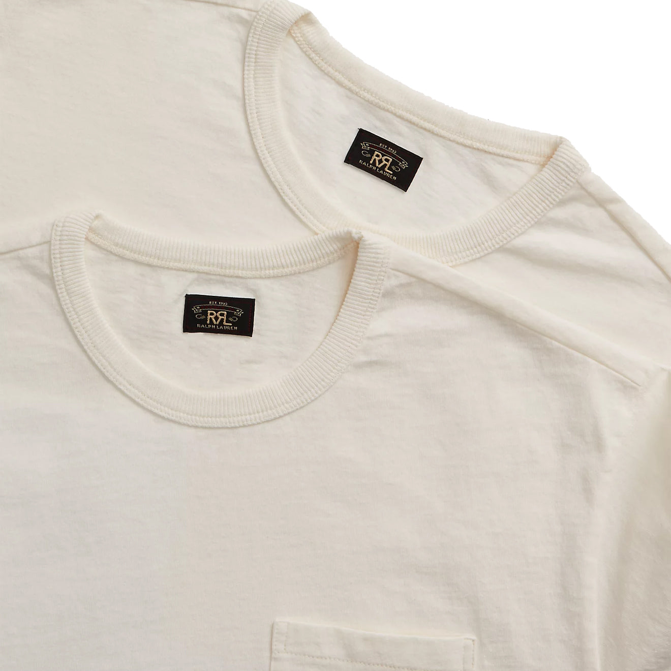 RRL by Ralph Lauren Garment-Dyed Pocket T-Shirt Two-Pack Warm White - The Sporting Lodge