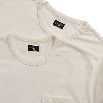 RRL by Ralph Lauren Garment-Dyed Pocket T-Shirt Two-Pack Warm White - The Sporting Lodge