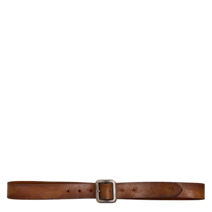 RRL by Ralph Lauren Hand-Burnished Leather Belt Mid Brown - The Sporting Lodge
