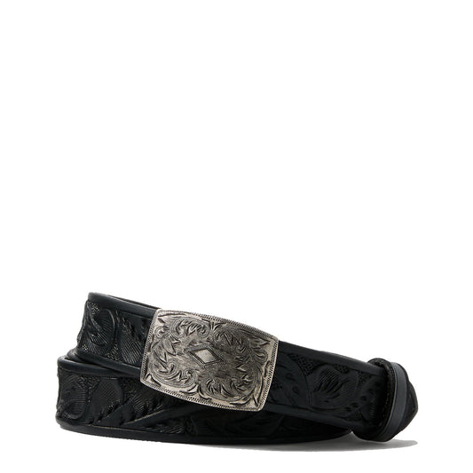 RRL by Ralph Lauren Hand-Tooled Leather Belt Black - The Sporting Lodge