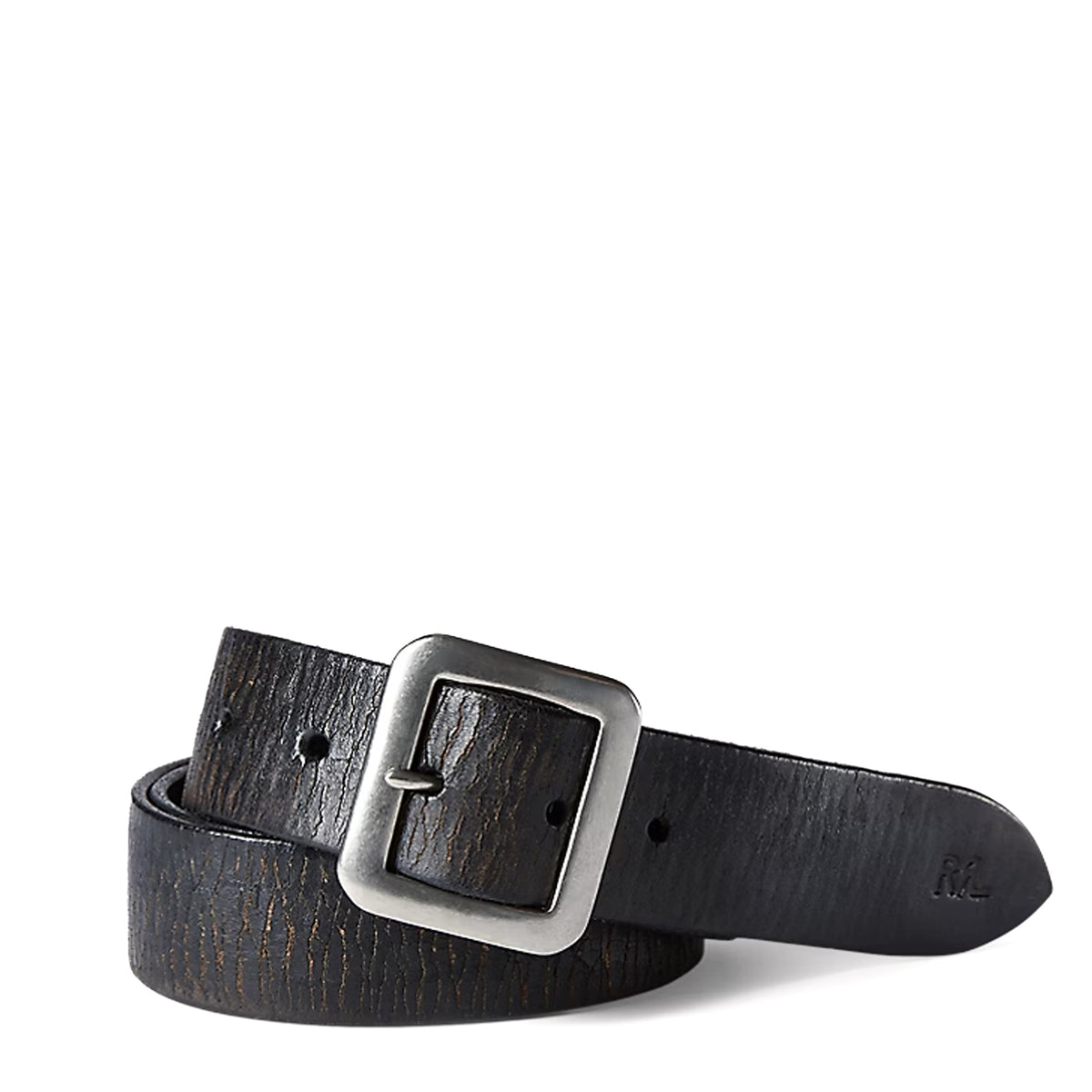 RRL by Ralph Lauren Hand-Burnished Leather Belt Vintage Black