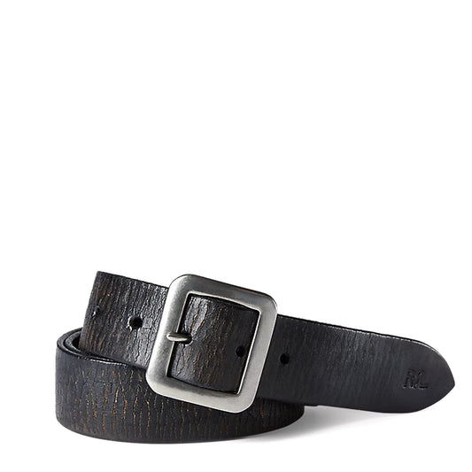 RRL by Ralph Lauren Hand-Burnished Leather Belt Vintage Black