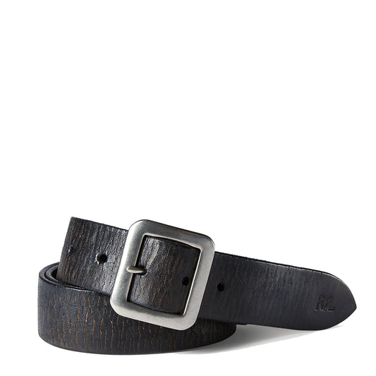 RRL by Ralph Lauren Hand-Burnished Leather Belt Vintage Black - The Sporting Lodge