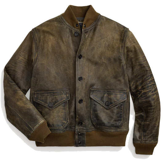 RRL by Ralph Lauren Indigo Leather Bomber Jacket Vintage Indigo - The Sporting Lodge