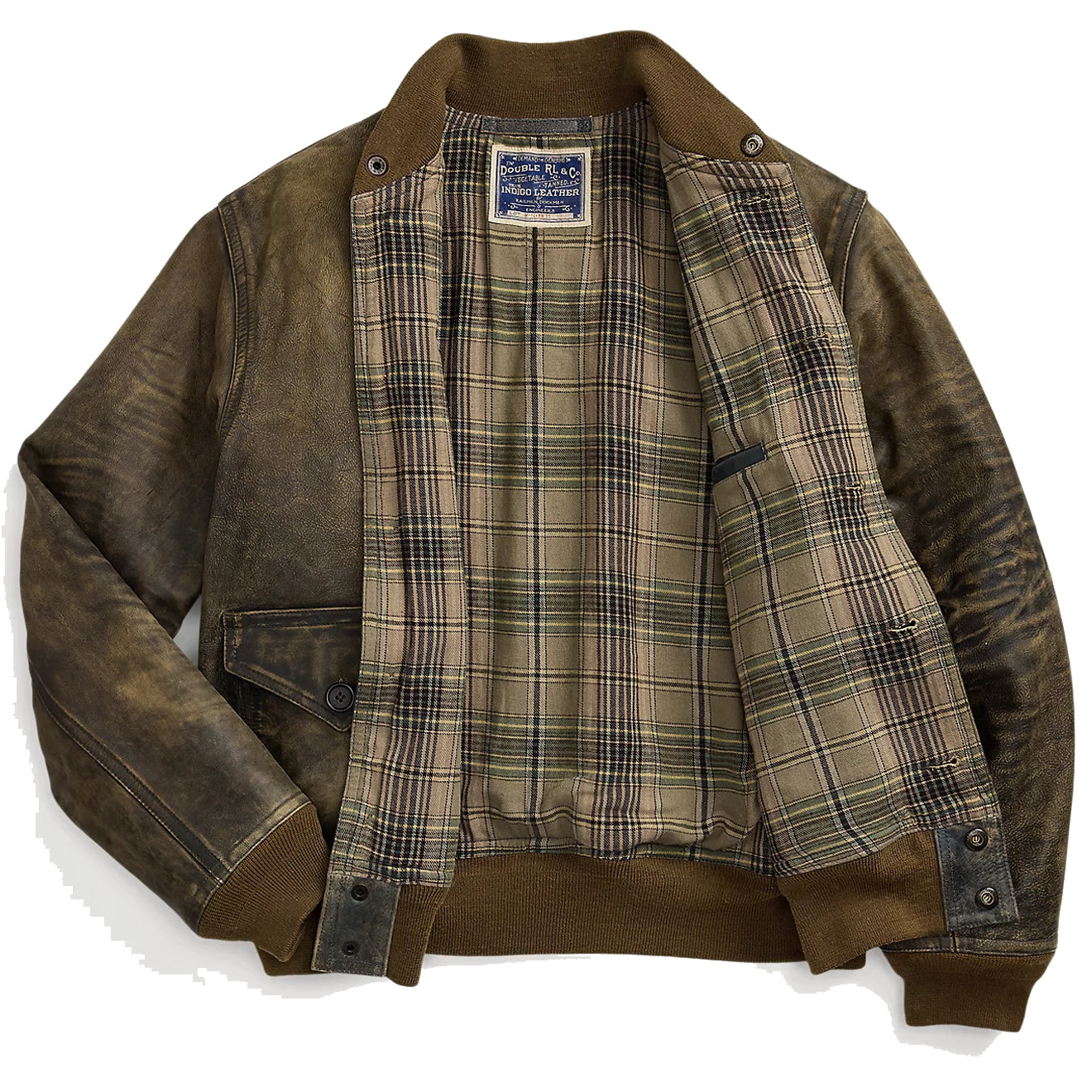 RRL by Ralph Lauren Indigo Leather Bomber Jacket Vintage Indigo - The Sporting Lodge