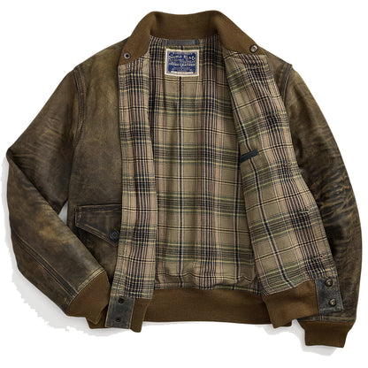 RRL by Ralph Lauren Indigo Leather Bomber Jacket Vintage Indigo - The Sporting Lodge