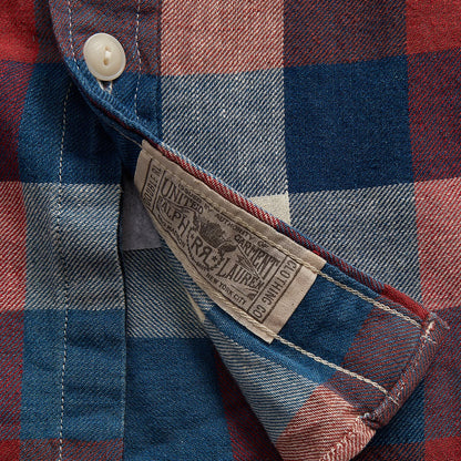 RRL by Ralph Lauren Indigo Plaid Cotton-Linen Workshirt Red/Indigo - The Sporting Lodge