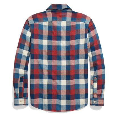 RRL by Ralph Lauren Indigo Plaid Cotton-Linen Workshirt Red/Indigo - The Sporting Lodge