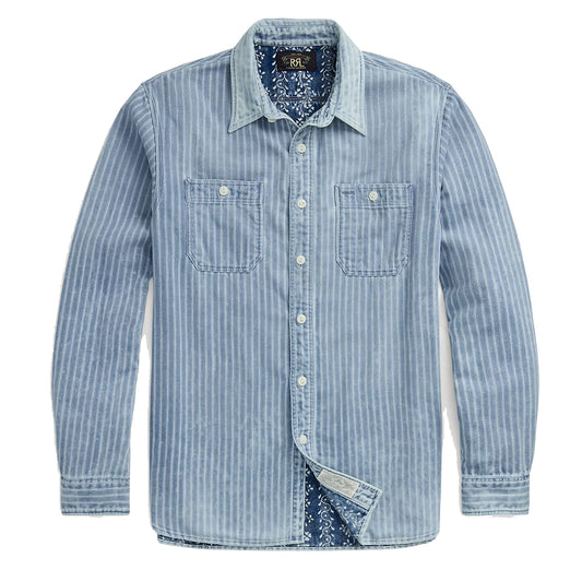 RRL by Ralph Lauren Indigo Striped Double-Faced Workshirt Indigo Stripe - The Sporting Lodge
