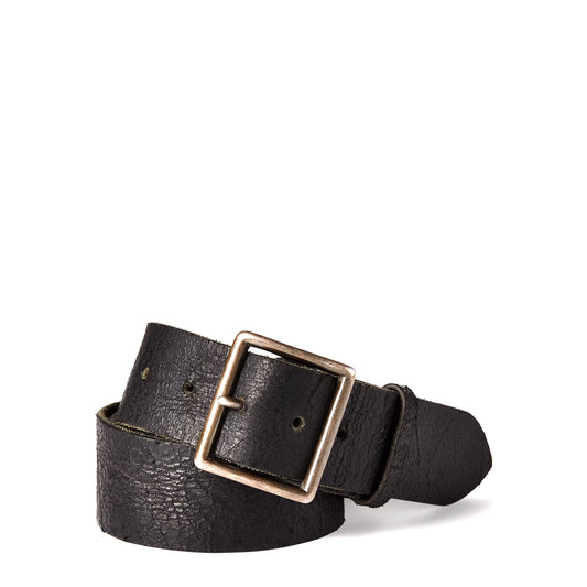 RRL by Ralph Lauren Jones Distressed Leather Belt Vintage Black - The Sporting Lodge