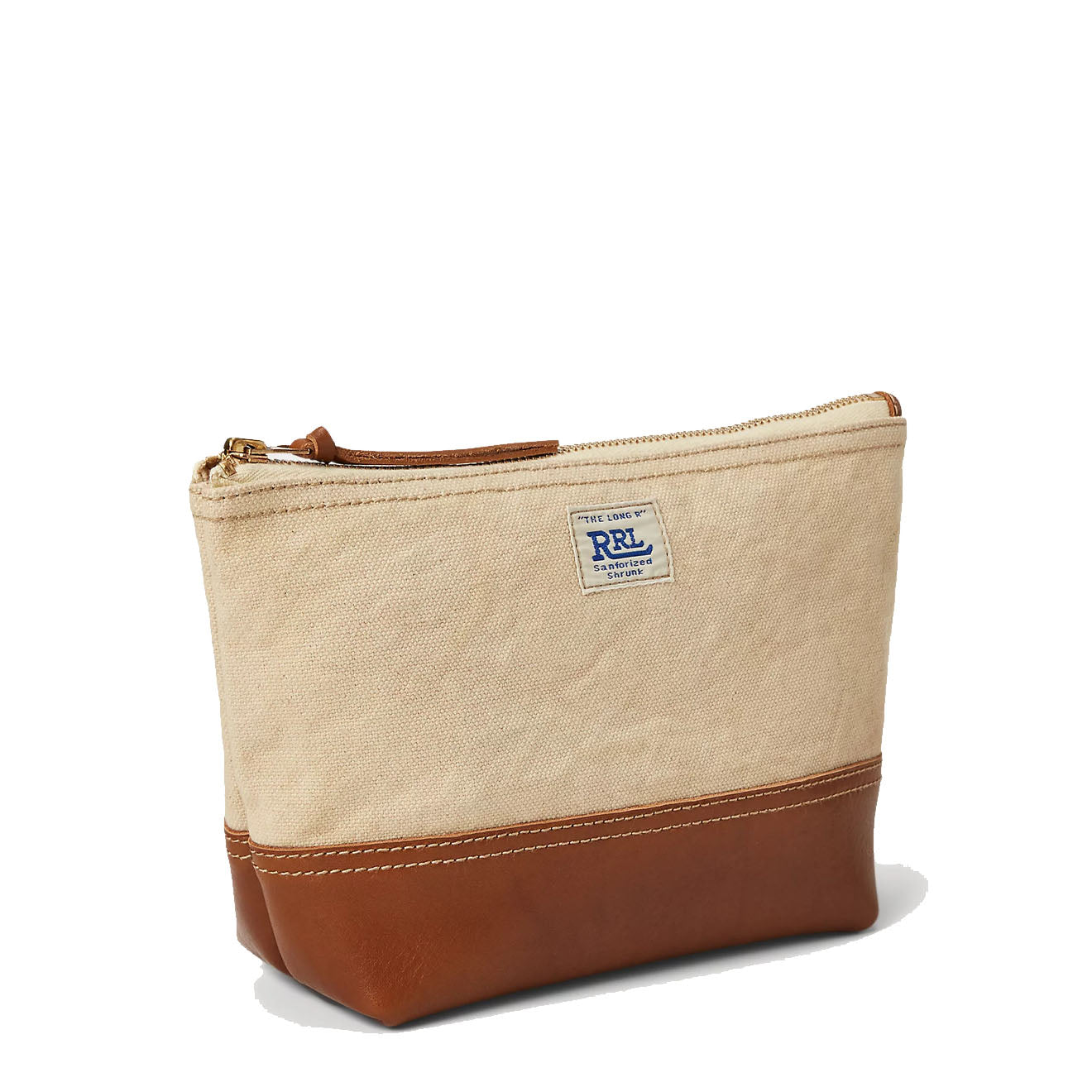 RRL by Ralph Lauren Leather-Trim Canvas Pouch Greige/Brown - The Sporting Lodge