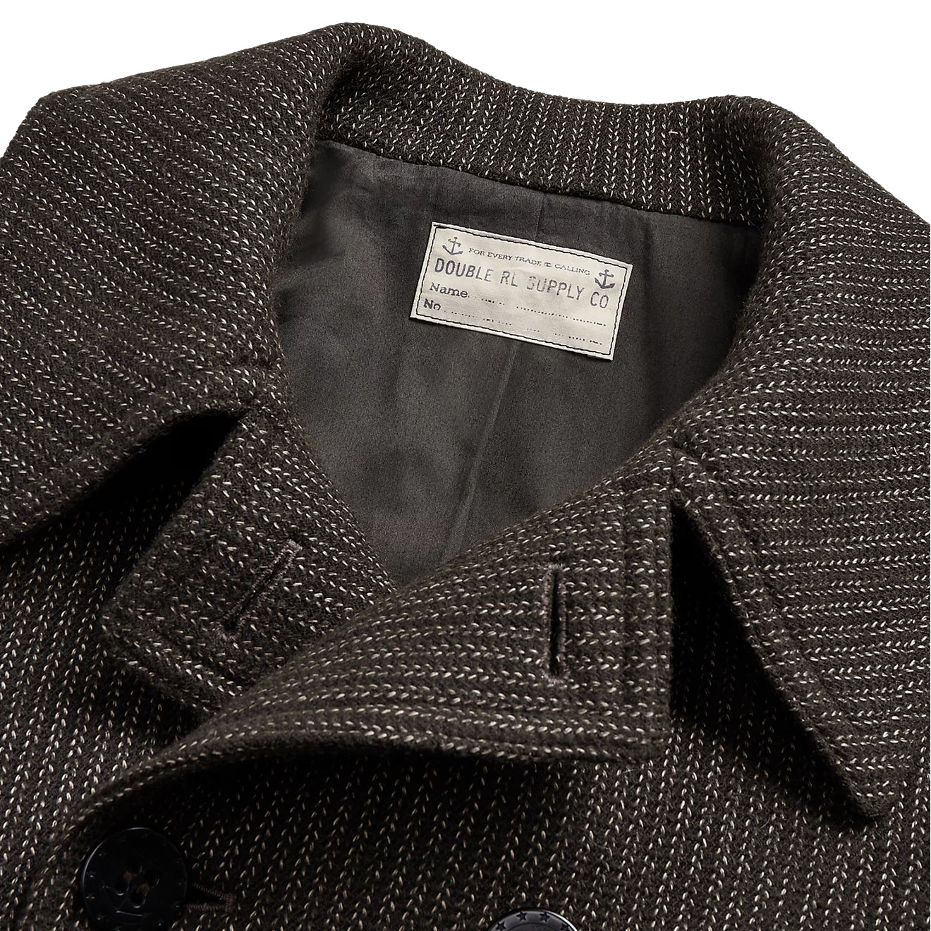 RRL by Ralph Lauren Leather-Trim Wool-Cotton Peacoat RRL by Ralph Lauren Leather-Trim Wool-Cotton Peacoat